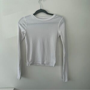 Hollister Rib Seamed Long Sleeve Tee in white